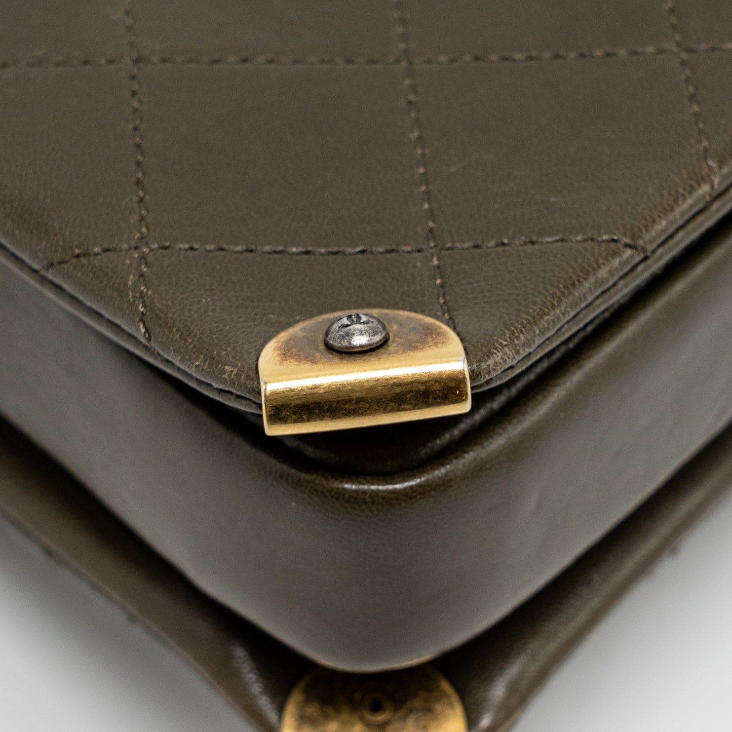Chanel Quilted Messenger Flap Bag Lambskin Olive Green Multicolour Hardware