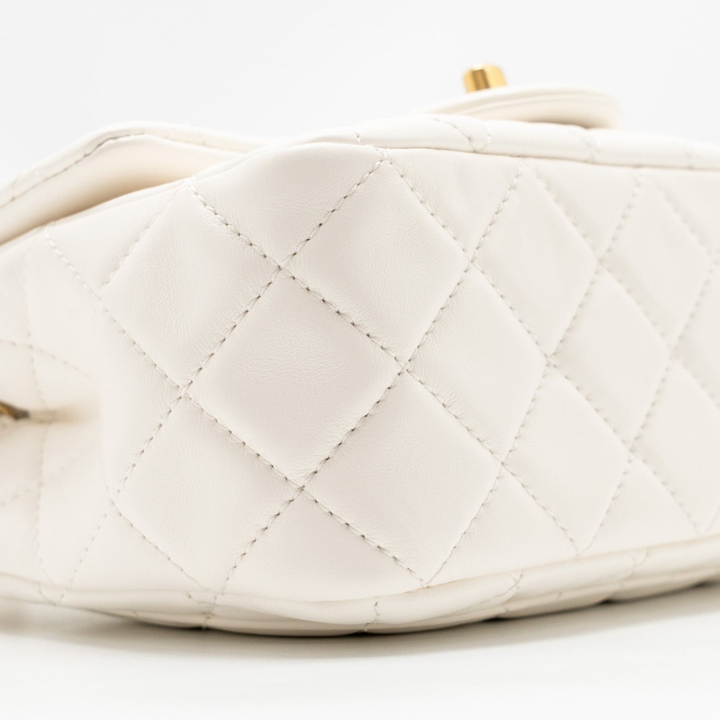 Chanel Pearl Crush Mini Square Lambskin White GHW (microchip)