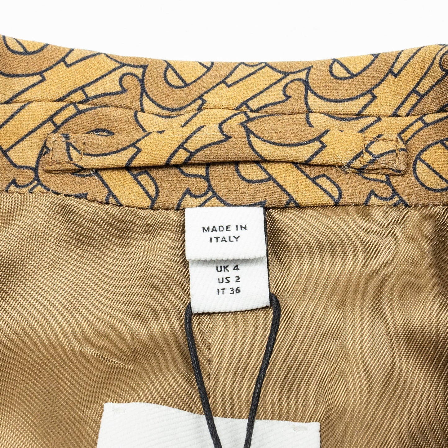 Burberry Size IT36 Monogram Print Slim-Fit Blazer Silk Tawny