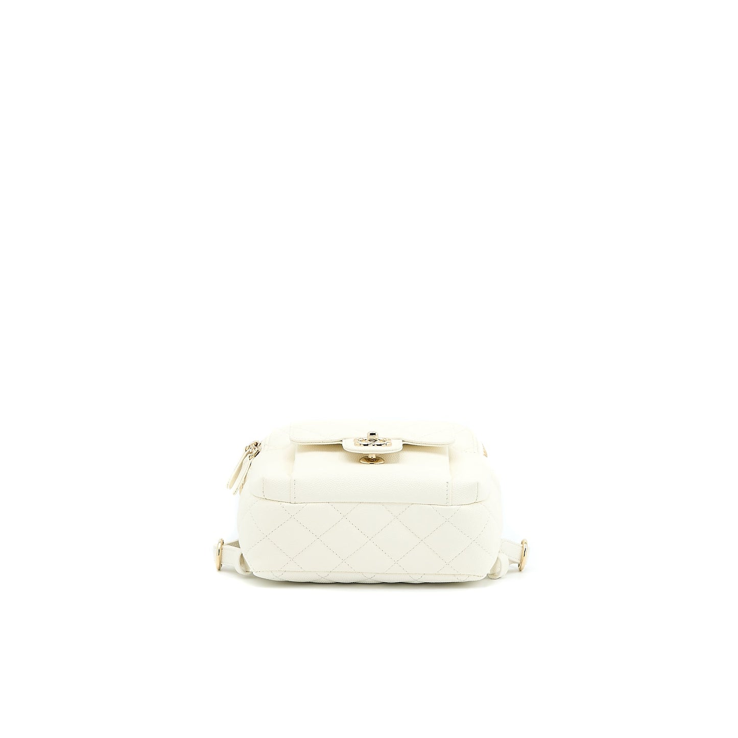 Chanel Quilted Mini CC Day Backpack Caviar White LGHW