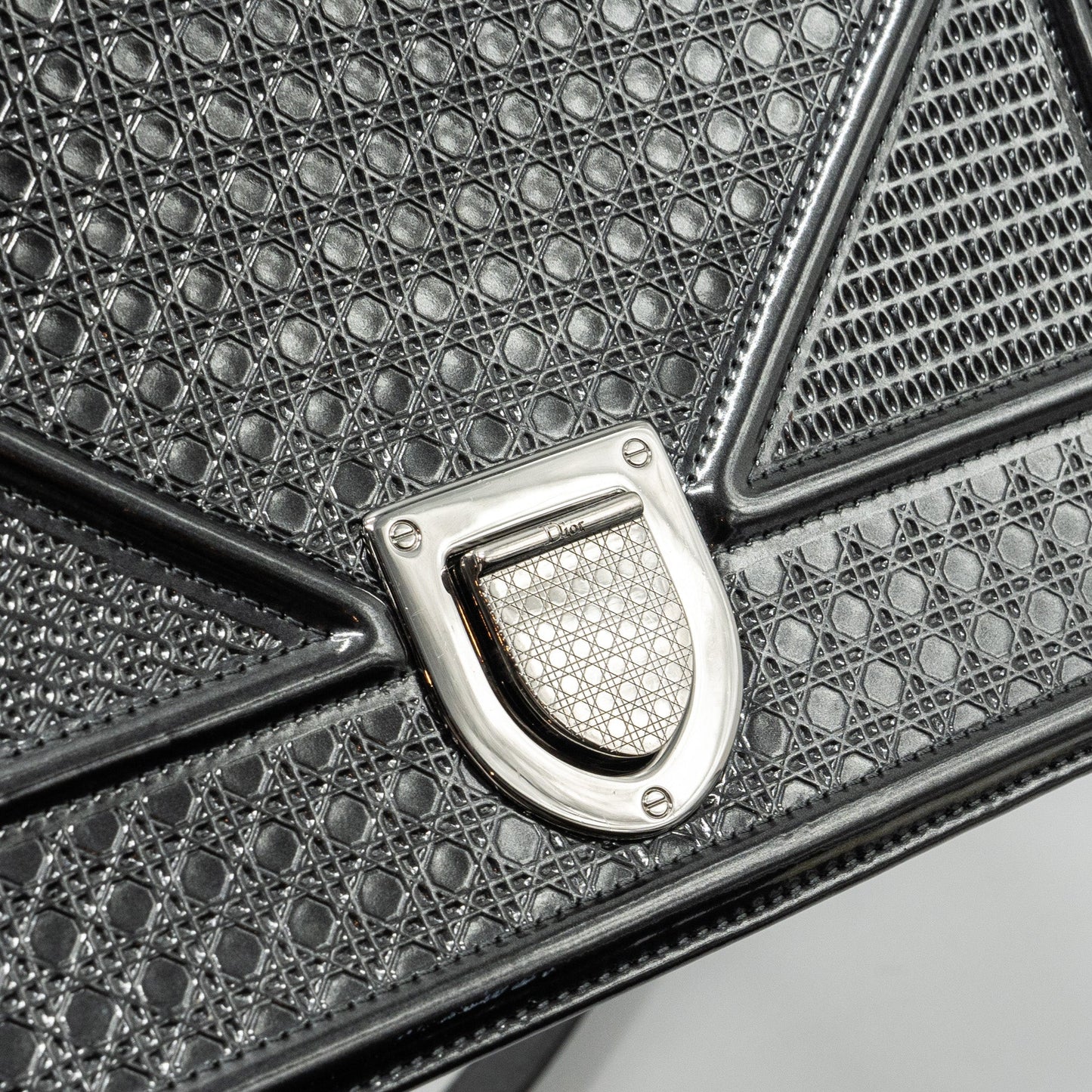 Dior medium diorama calfskin metallic silver SHW