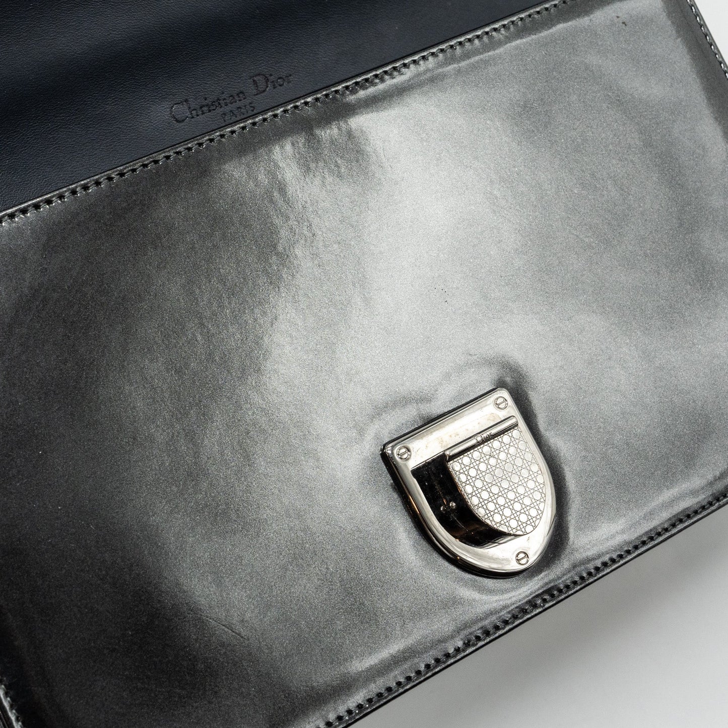 Dior medium diorama calfskin metallic silver SHW