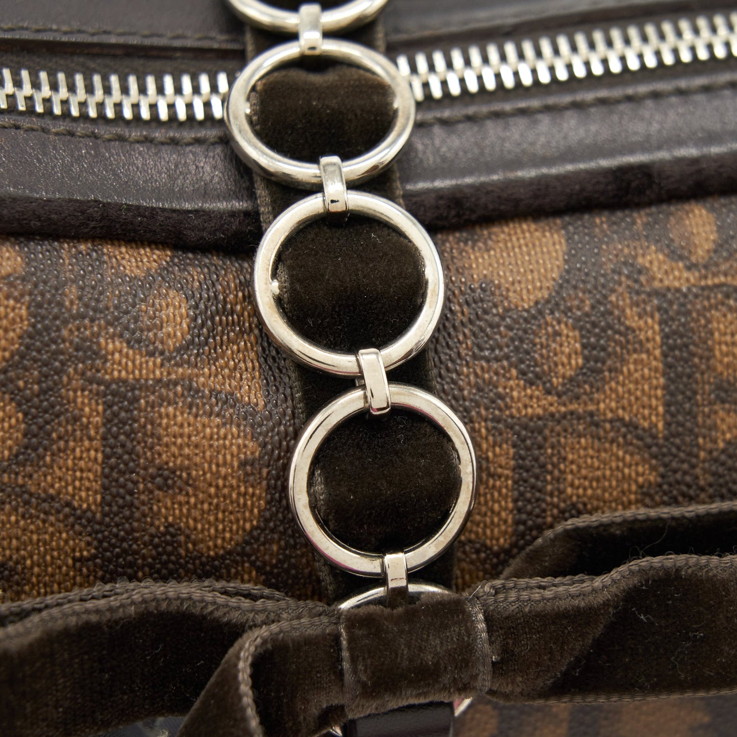 Dior Vintage Romantique Trotter Bag Canvas/Velvet SHW
