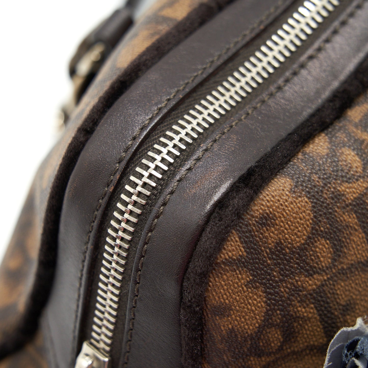 Dior Vintage Romantique Trotter Bag Canvas/Velvet SHW