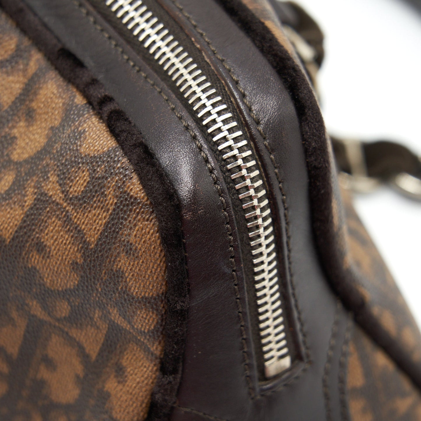 Dior Vintage Romantique Trotter Bag Canvas/Velvet SHW