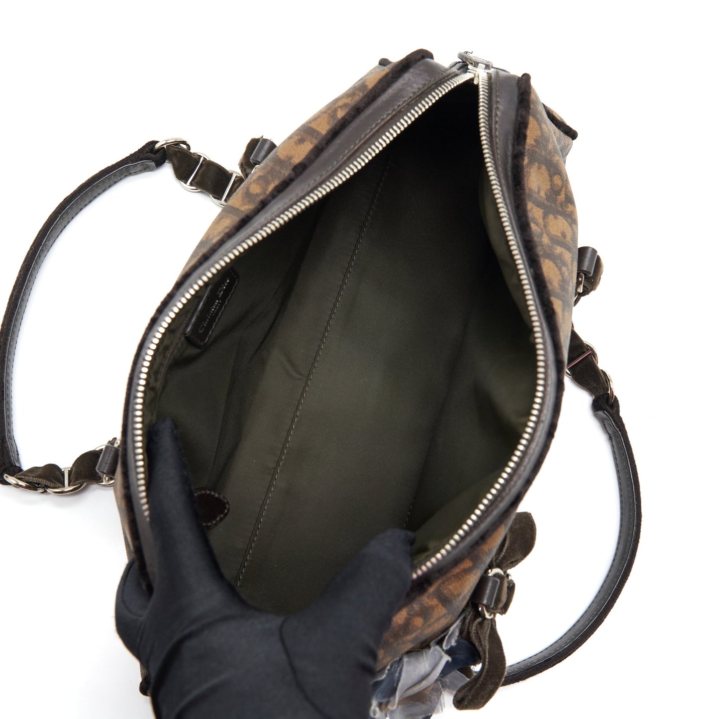 Dior Vintage Romantique Trotter Bag Canvas/Velvet SHW