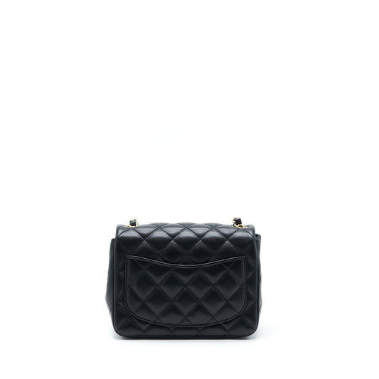Chanel Mini Square Flap Bag Lambskin Black LGHW
