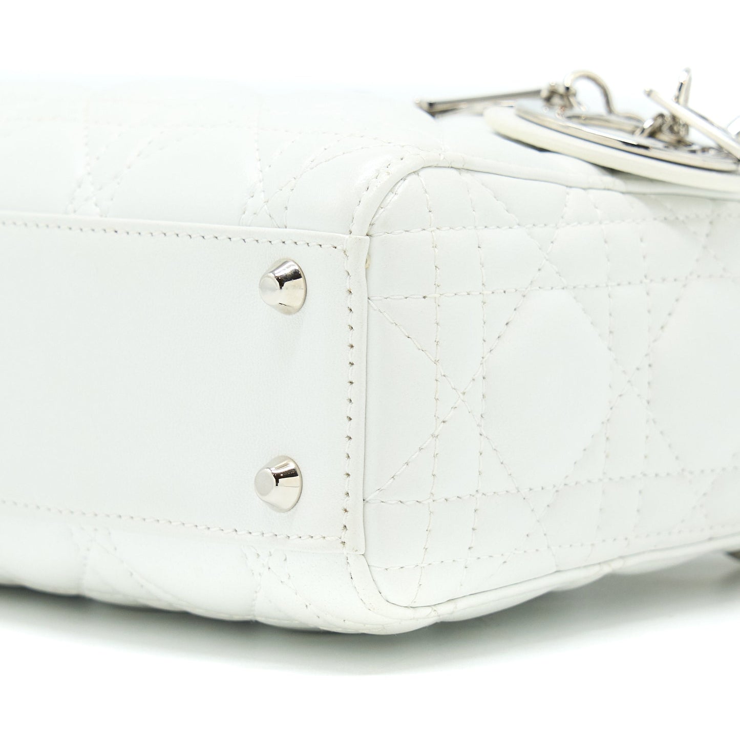 Dior Mini Lady Dior Lambskin White SHW