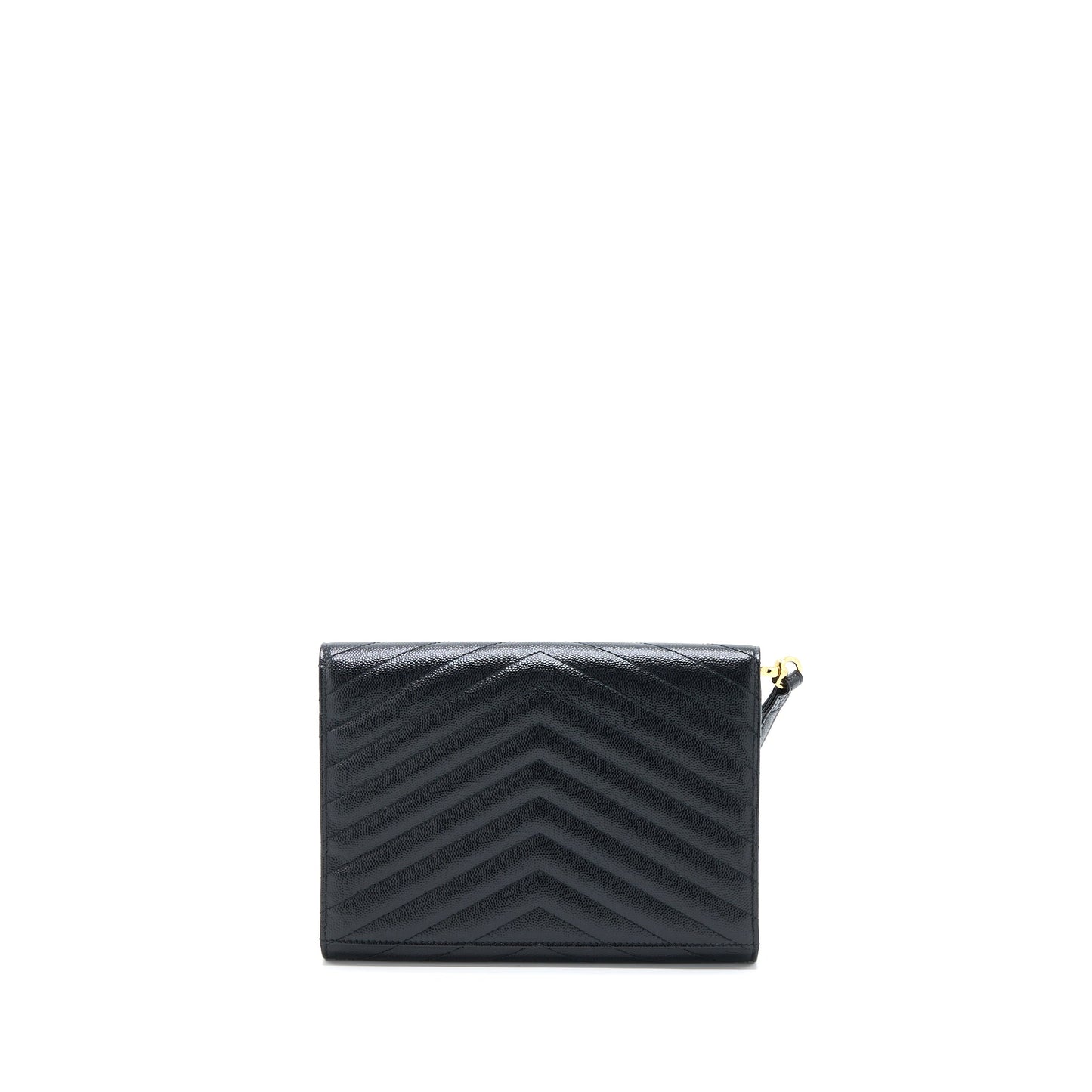 Saint Laurent/YSL Envelop Clutch Grained Calfskin Black GHW