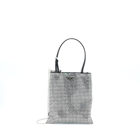 Prada Crystal Satin Handbag With Crystal Black SHW