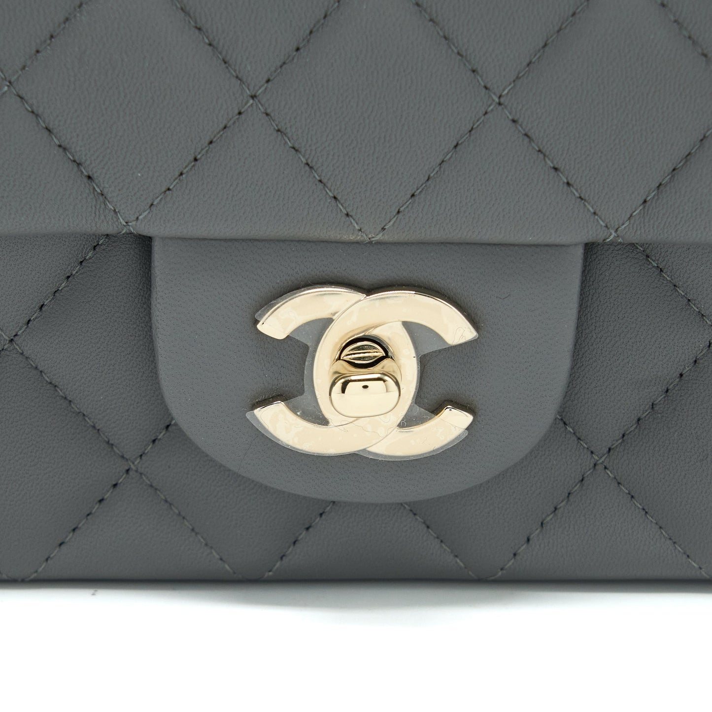 Chanel Top handle Mini Rectangular Flap Bag Lambskin Grey LGHW (Microchip)