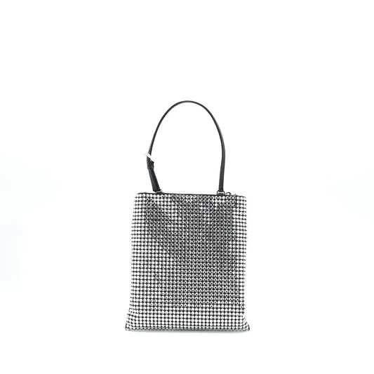 Prada Crystal Satin Handbag With Crystal Black SHW