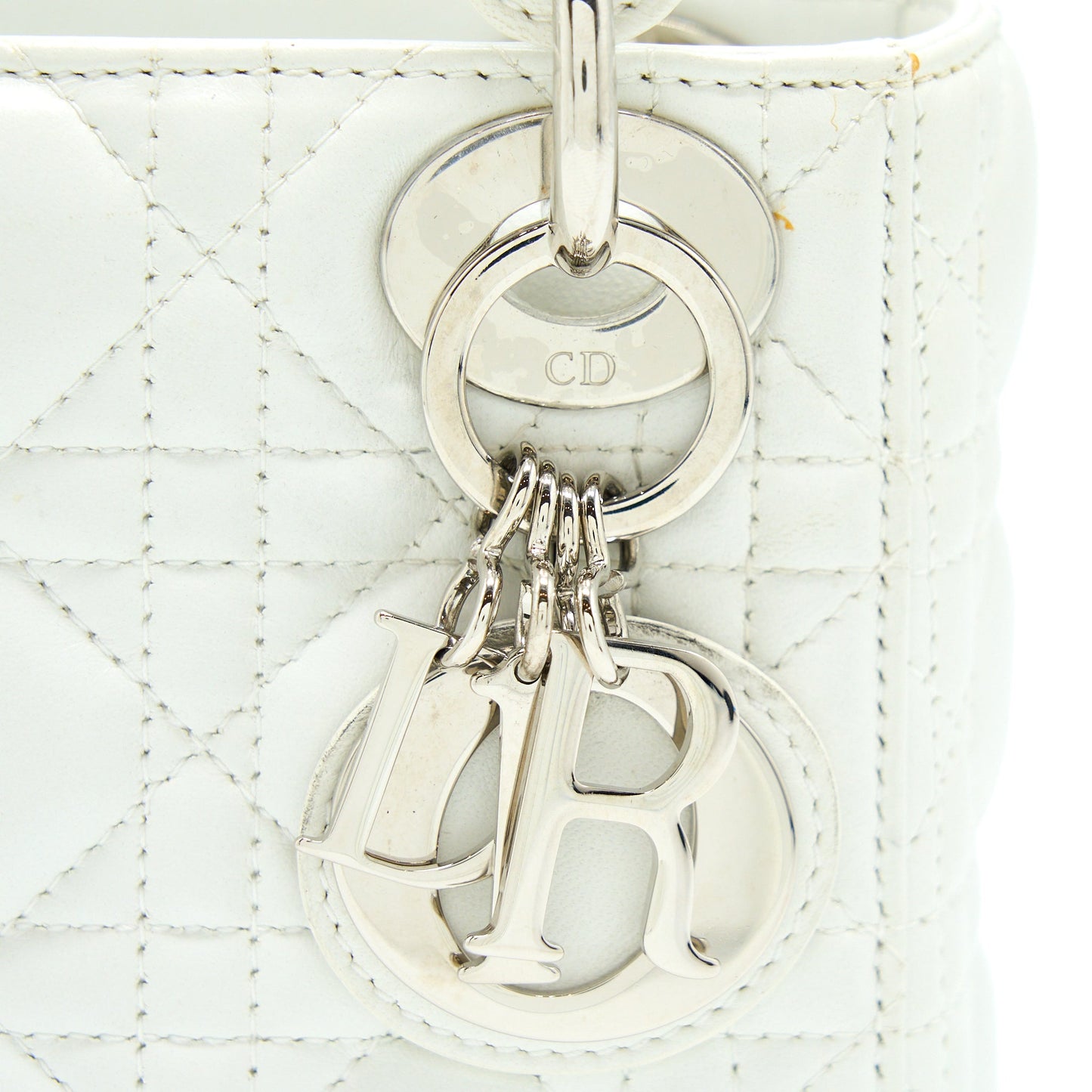 Dior Mini Lady Dior Lambskin White SHW