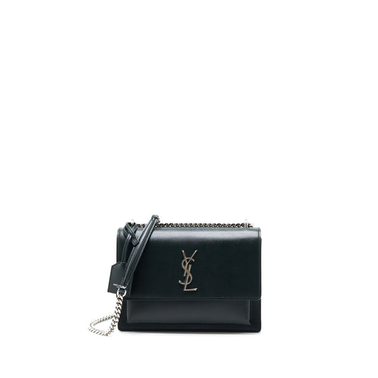 Saint Laurent Sunset Chain Bag Calfskin Dark Green SHW