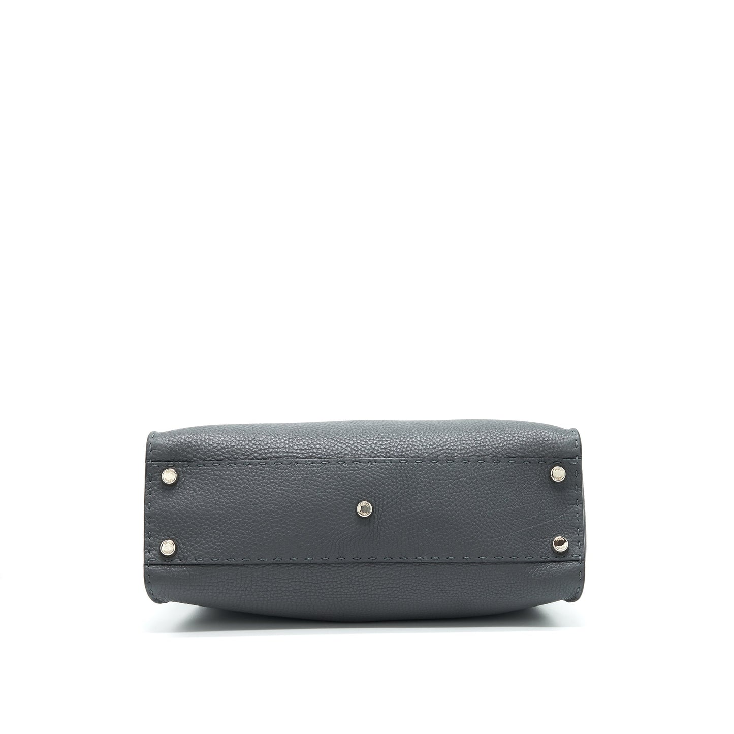 Fendi Grained Calfskin Medium Peekaboo Tote Bag Dark Grey SHW