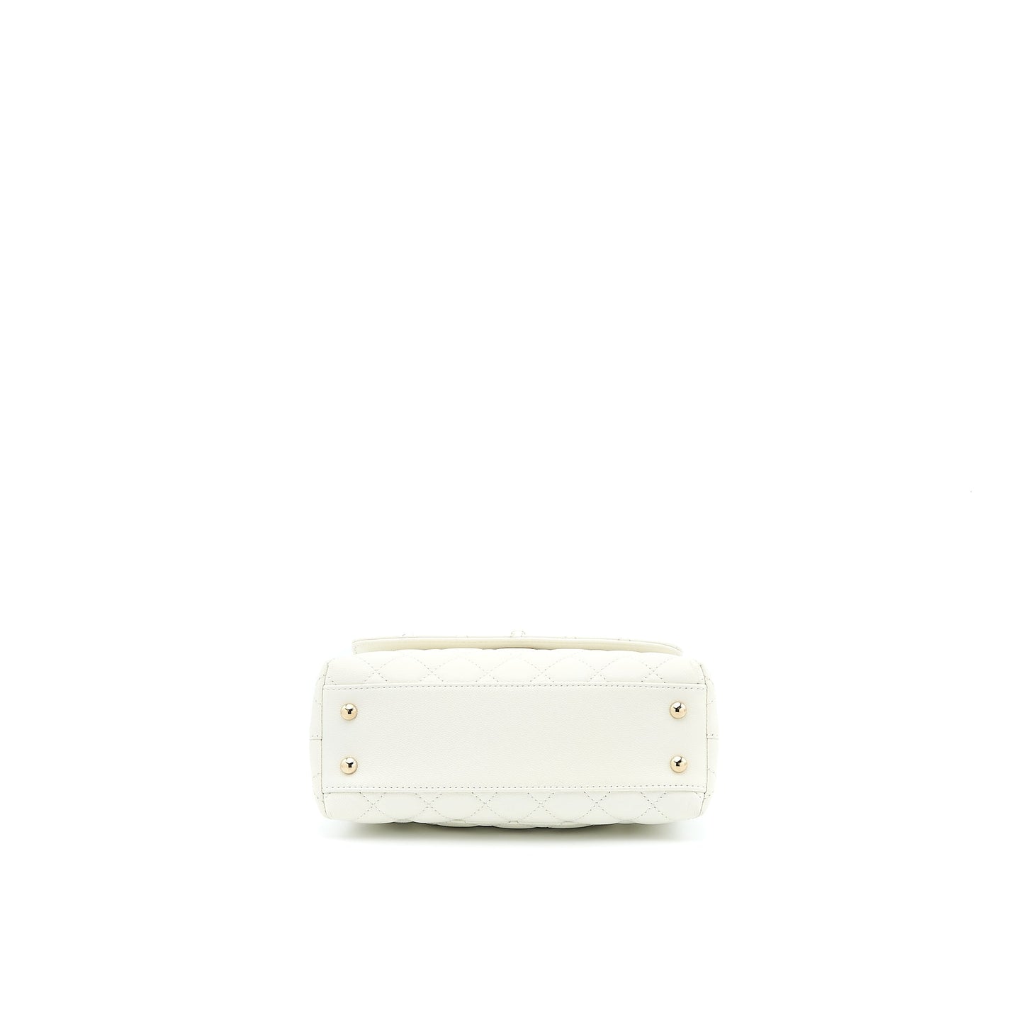 Chanel Small Coco Handle Caviar White LGHW (Microchip)