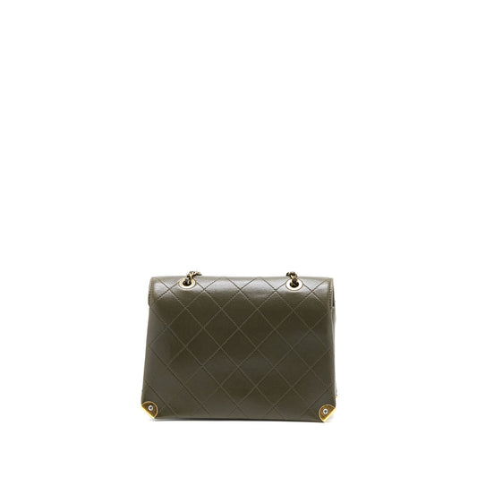 Chanel Messenger Flap Bag Lambskin Olive Green Ruthenium GHW