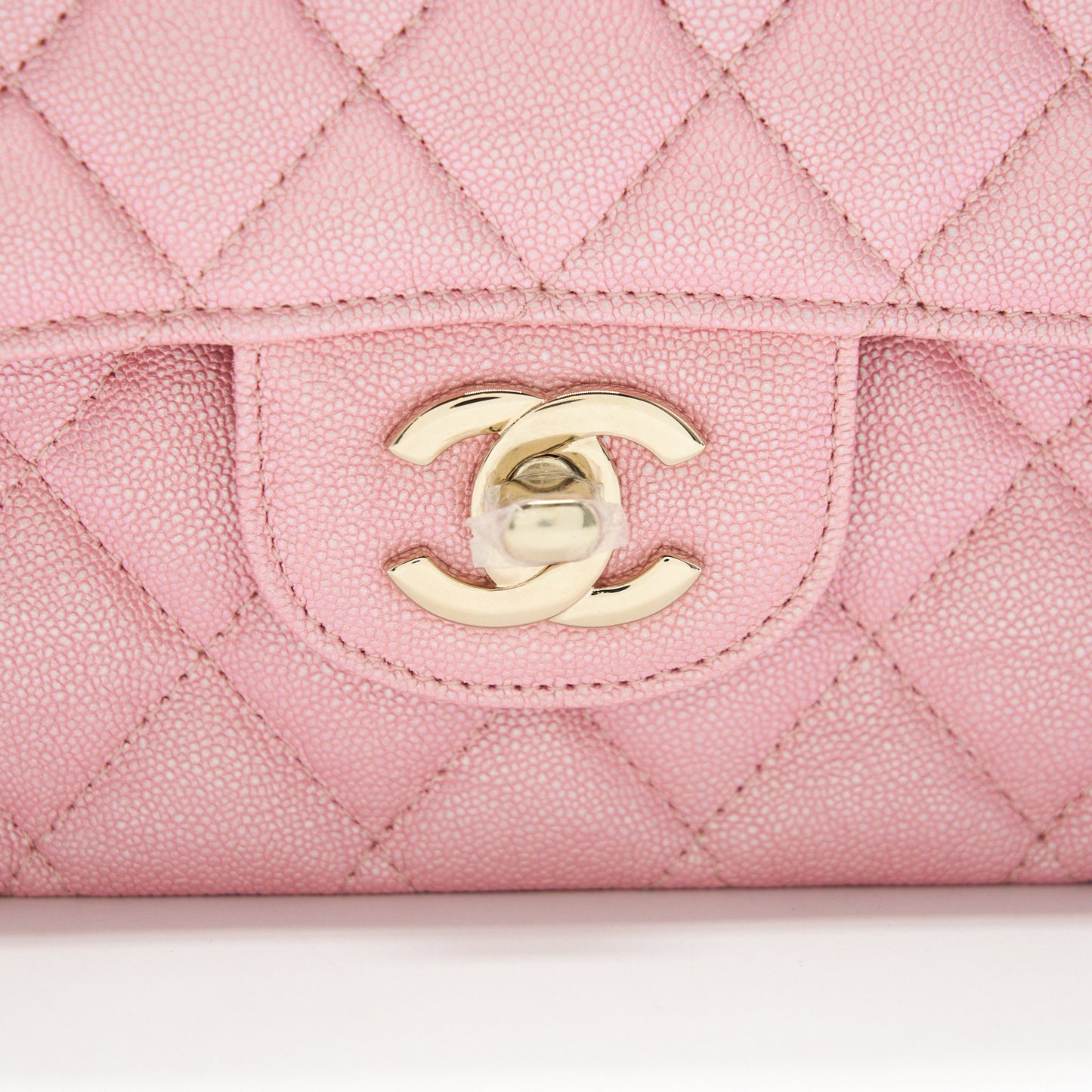 Chanel Iridescent Pearly Pink Medium Classic Double Flap Bag Caviar with LGHW
