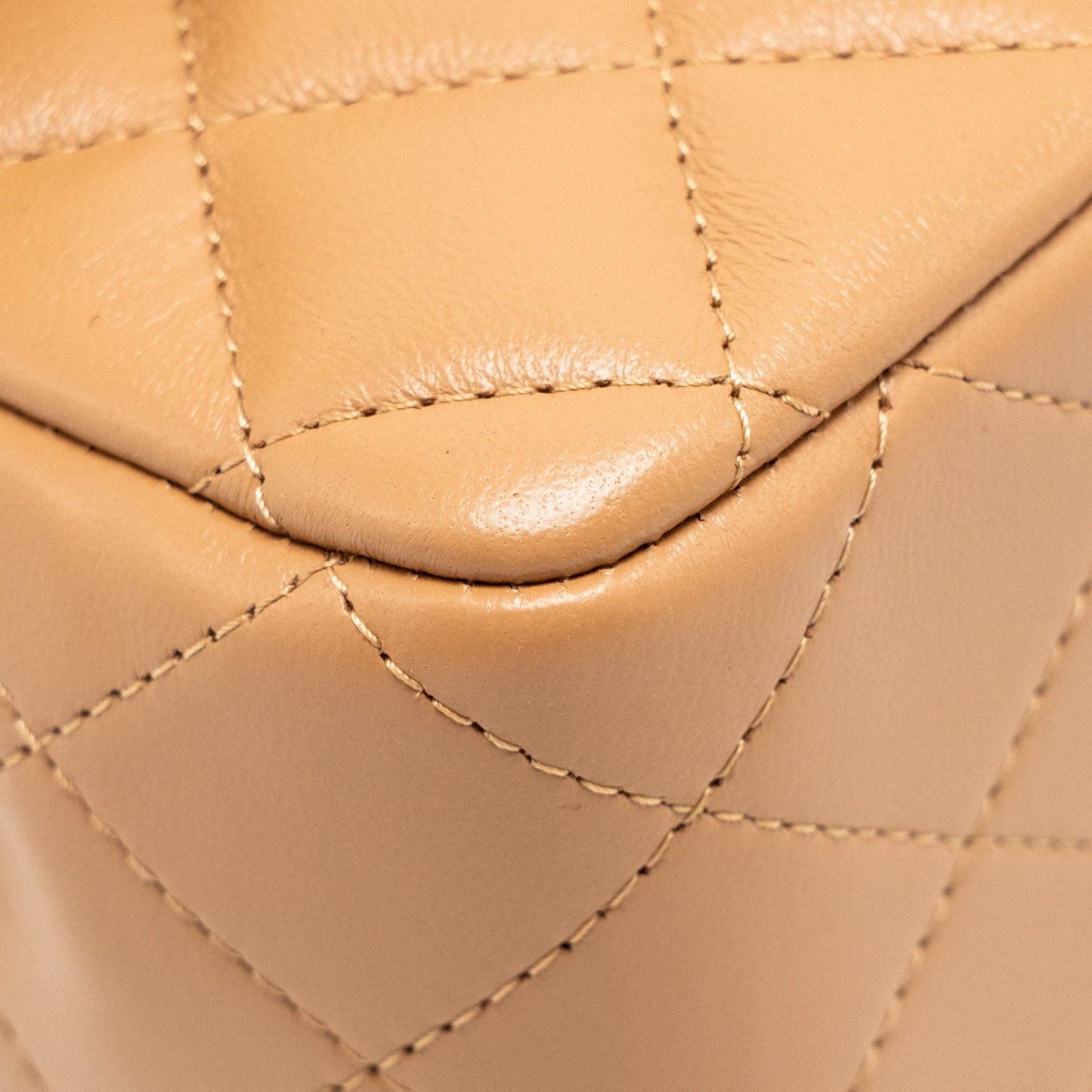 Chanel Top Handle Mini Rectangular Flap Bag Lambskin Caramel LGHW(microchip)