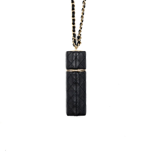 Chanel lipstick case on chain lambskin black LGHW