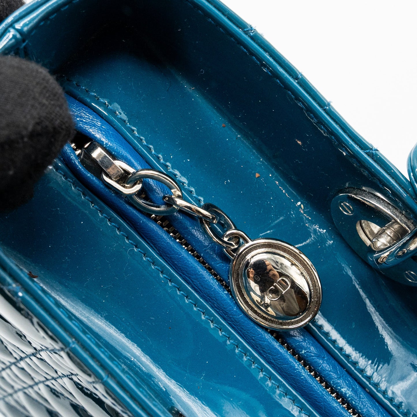 Dior large lady dior patent blue SHW