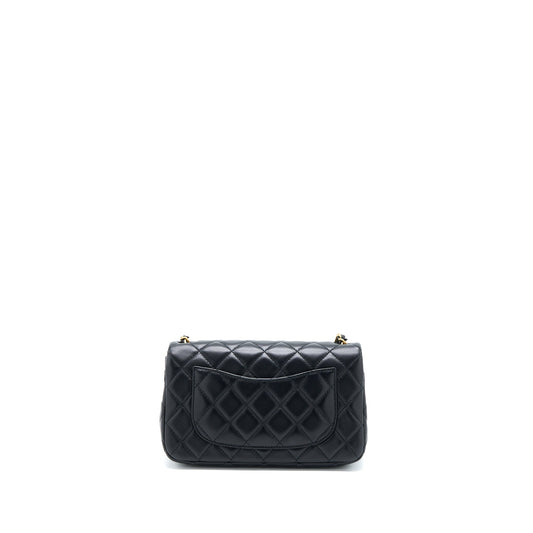 Chanel Pearl Crush Mini Rectangular Flap Bag Lambskin Black GHW