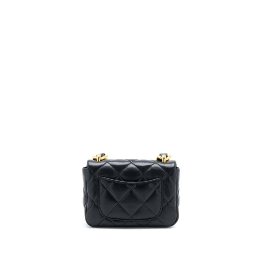 Chanel 22S Giant Chain Flap Shoulder Bag Lambskin Black GHW (Microchip)