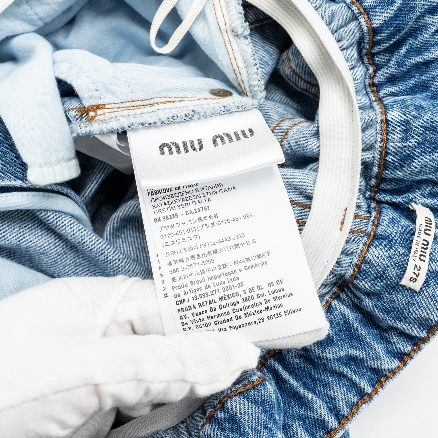 Miu Miu size 27S Denim Jeans with print Cotton light blue