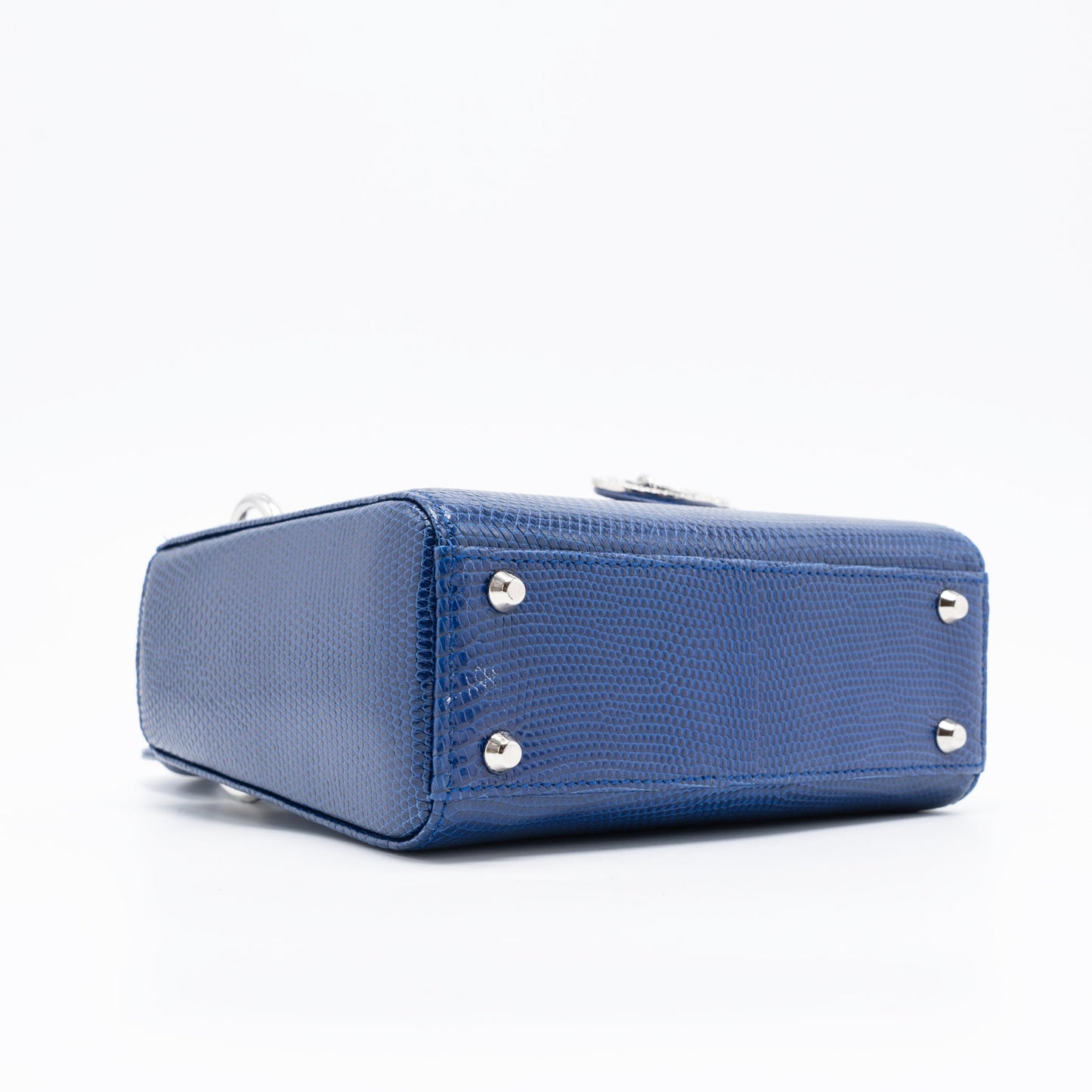 Dior Mini Lady Dior Lizard Blue Crystal SHW