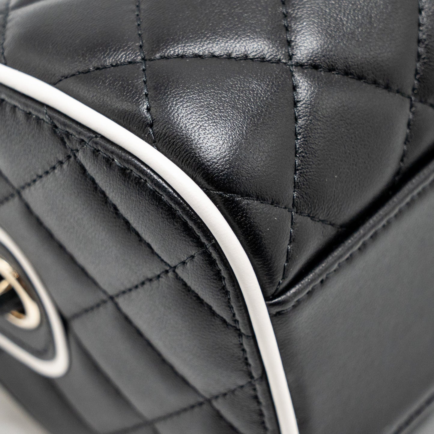 Chanel 25P Quilted Bowling Bag Lambskin Black LGHW (Microchip)