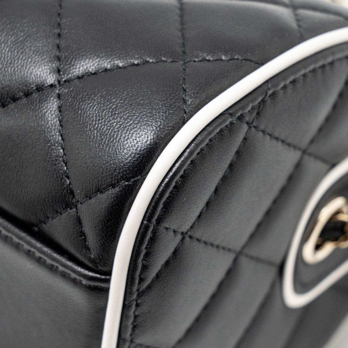 Chanel 25P Quilted Bowling Bag Lambskin Black LGHW (Microchip)
