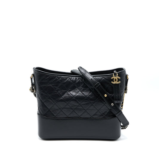 Chanel Large Gabrielle Hobo Bag Aged Calfskin Black Multicolour Hardware