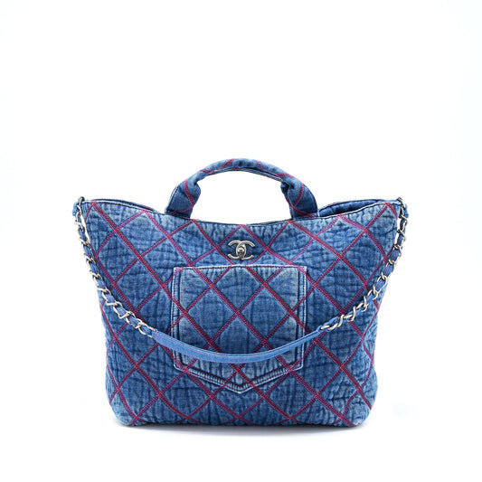 Chanel COCO Beach Denim Tote Bag SHW (Microchip)