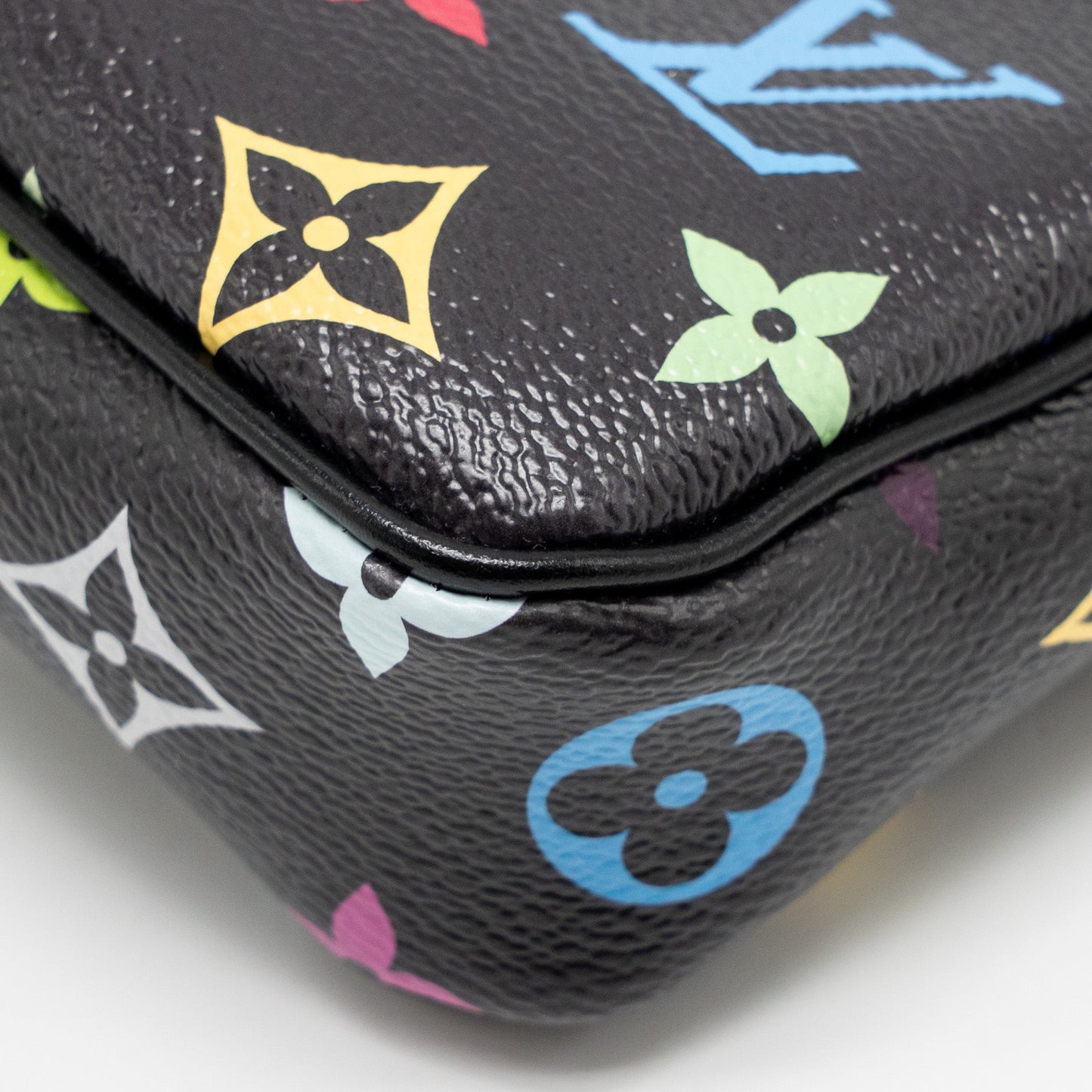 Louis Vuitton X Takashi Murakami Pochette Accessories Multicolour Monogram Canvas Black SHW