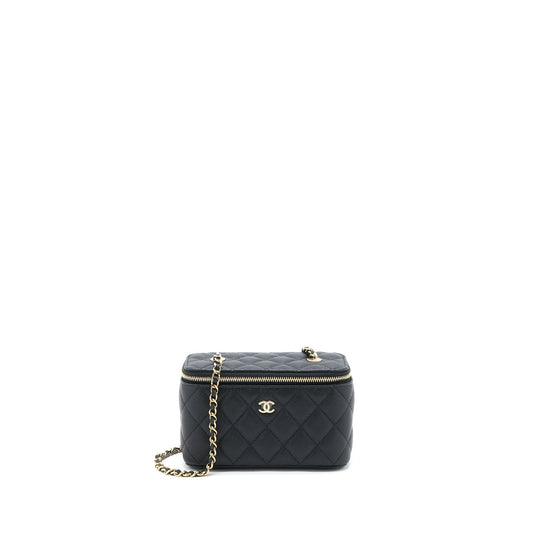 Chanel Long Vanity Case Caviar Black LGHW (Microchip)