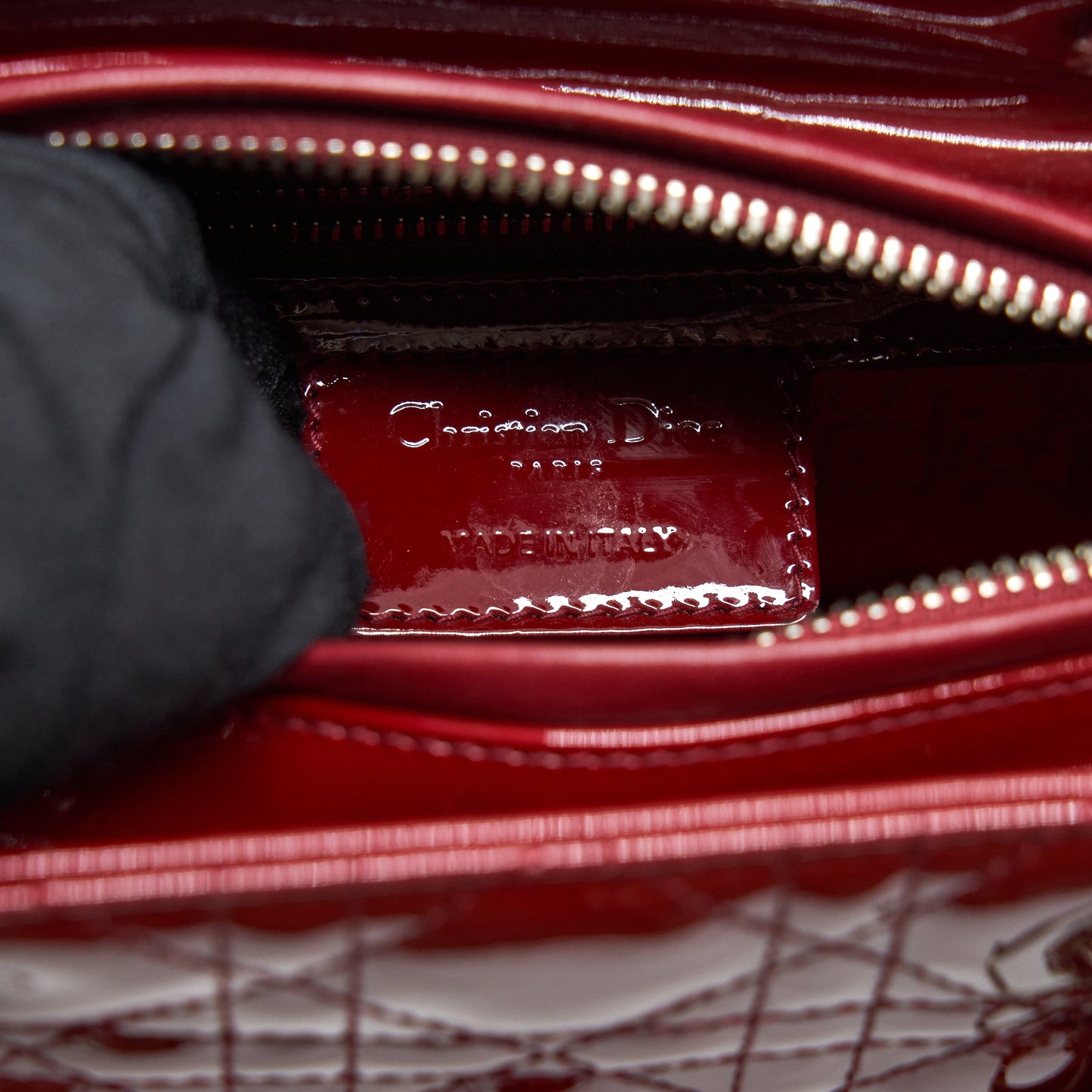 Dior Medium Lady Dior Patent Red SHW