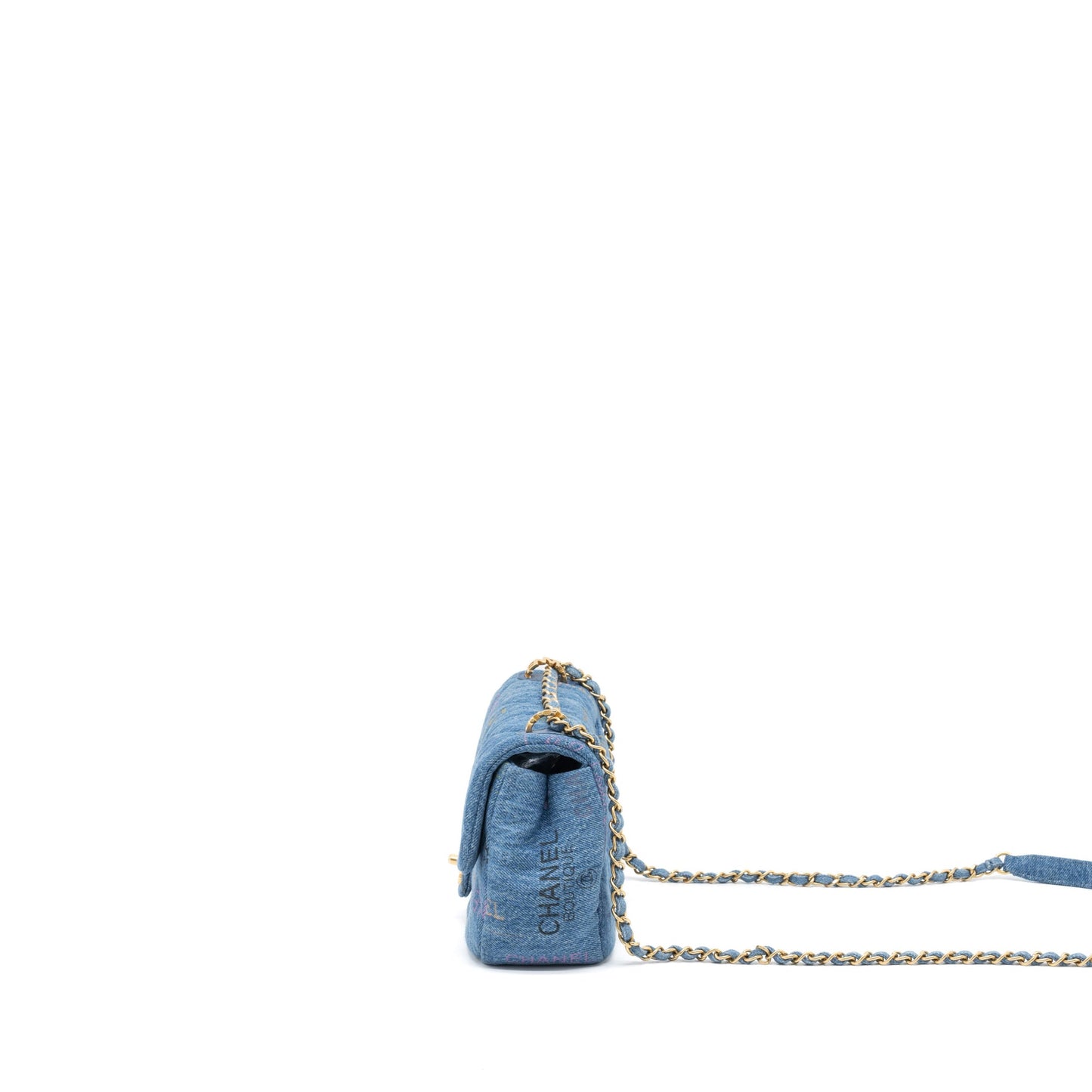 Chanel 22P Blue Denim Flap Bag Denim Blue Brushed GHW (Microchip)
