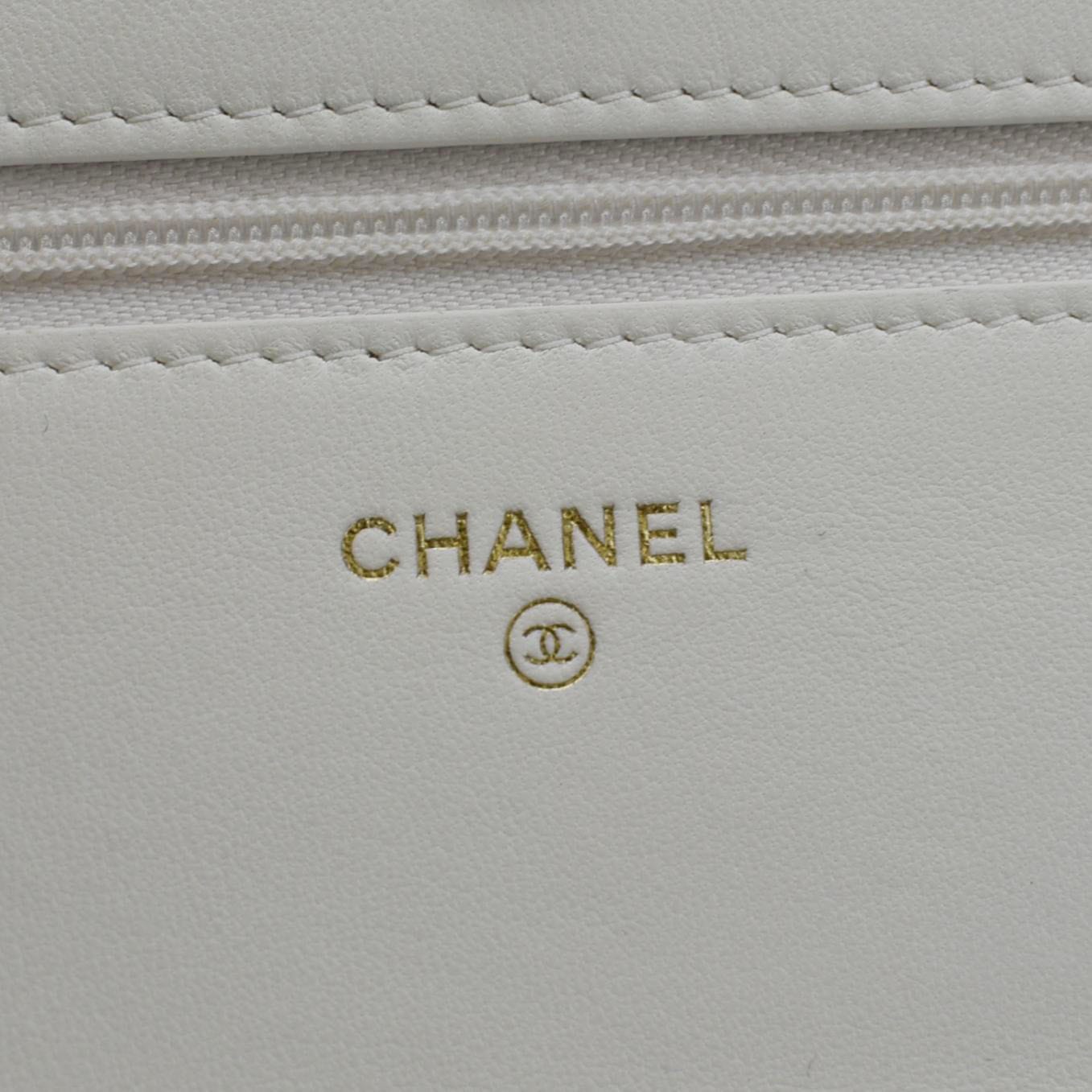 CHANEL WOC Quilted Leather Crossbody Bag White