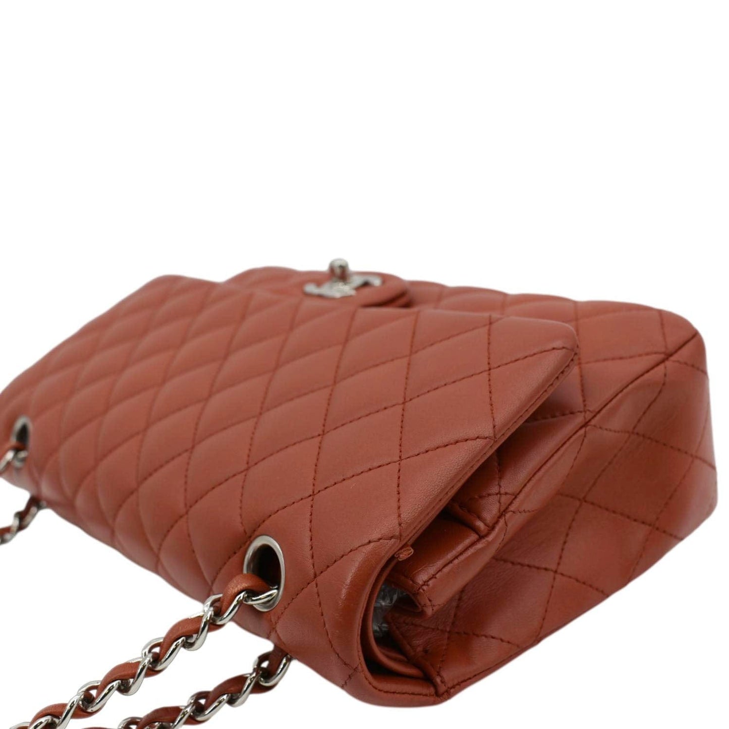 CHANEL Classic Medium Double Flap Quilted Leather Shoulder Bag Red