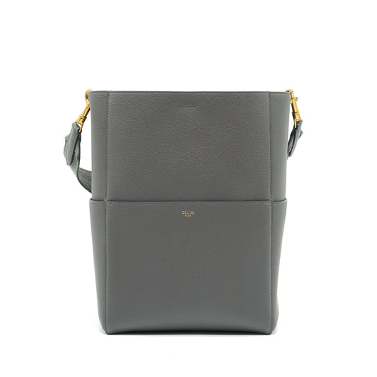 CELINE SANGLE BUCKET BAG DARK GREY WITH BLACK STITCHING
