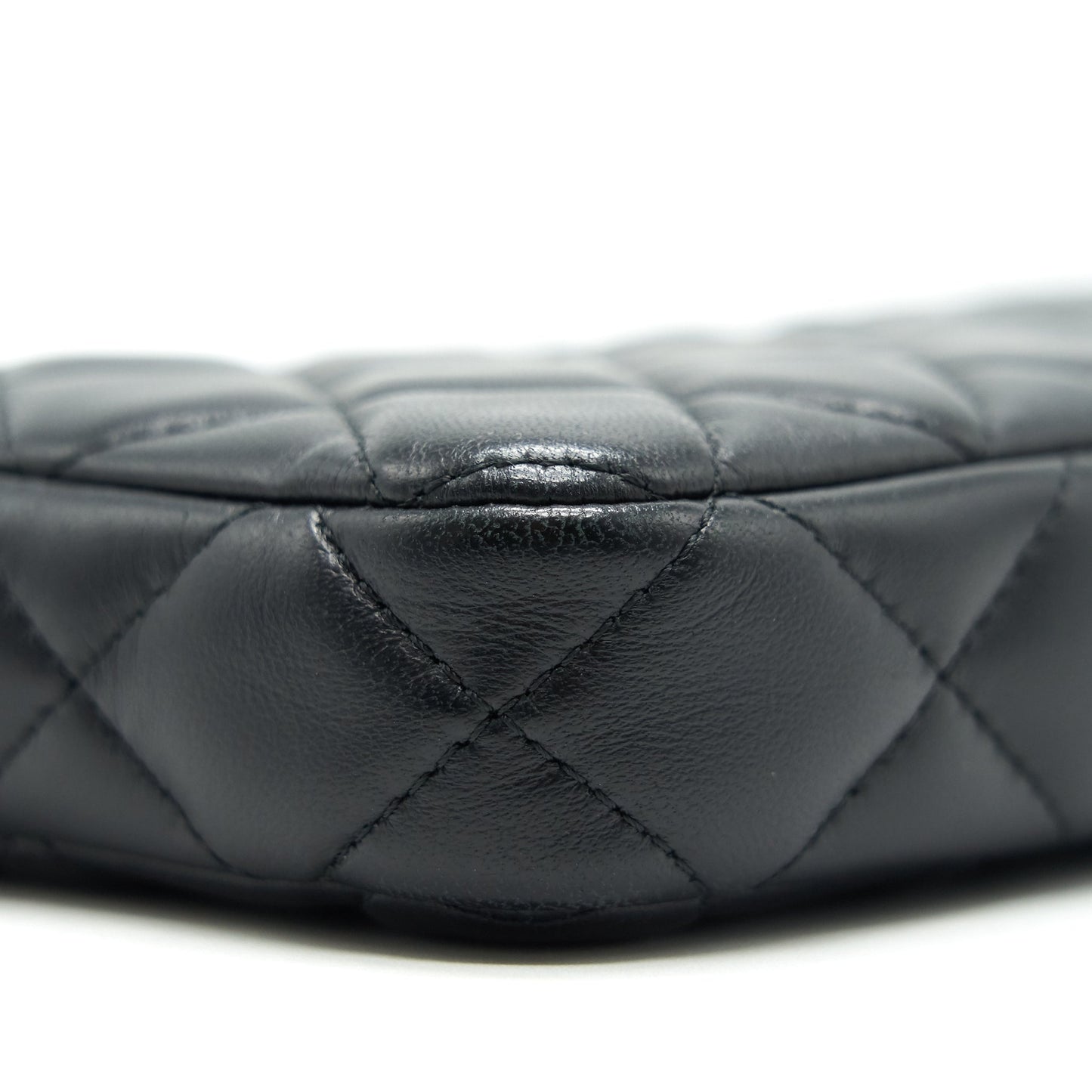 Chanel Double Zip Clutch with Chain Lambskin Black SHW