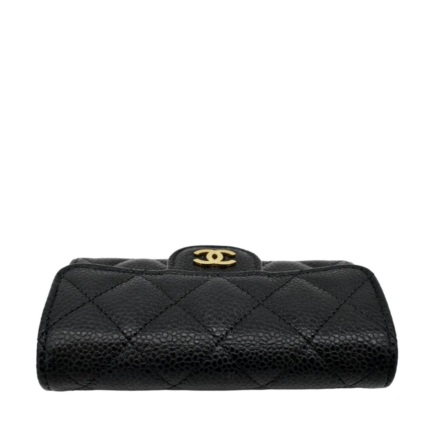 CHANEL Flap Quilted Caviar Leather Card Holder Black