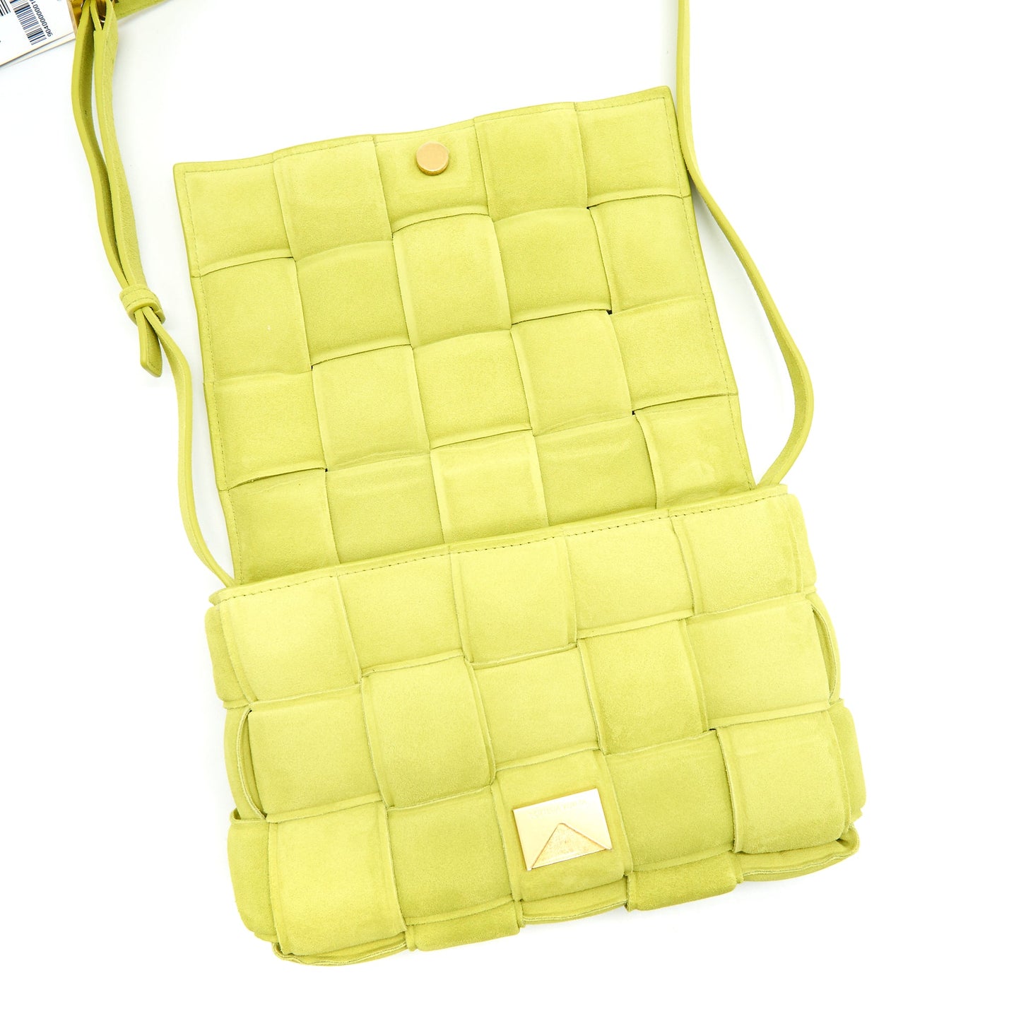 BOTTEGA VENETA CASSETTE PADDED SUEDE MESSAGER BAG GREEN