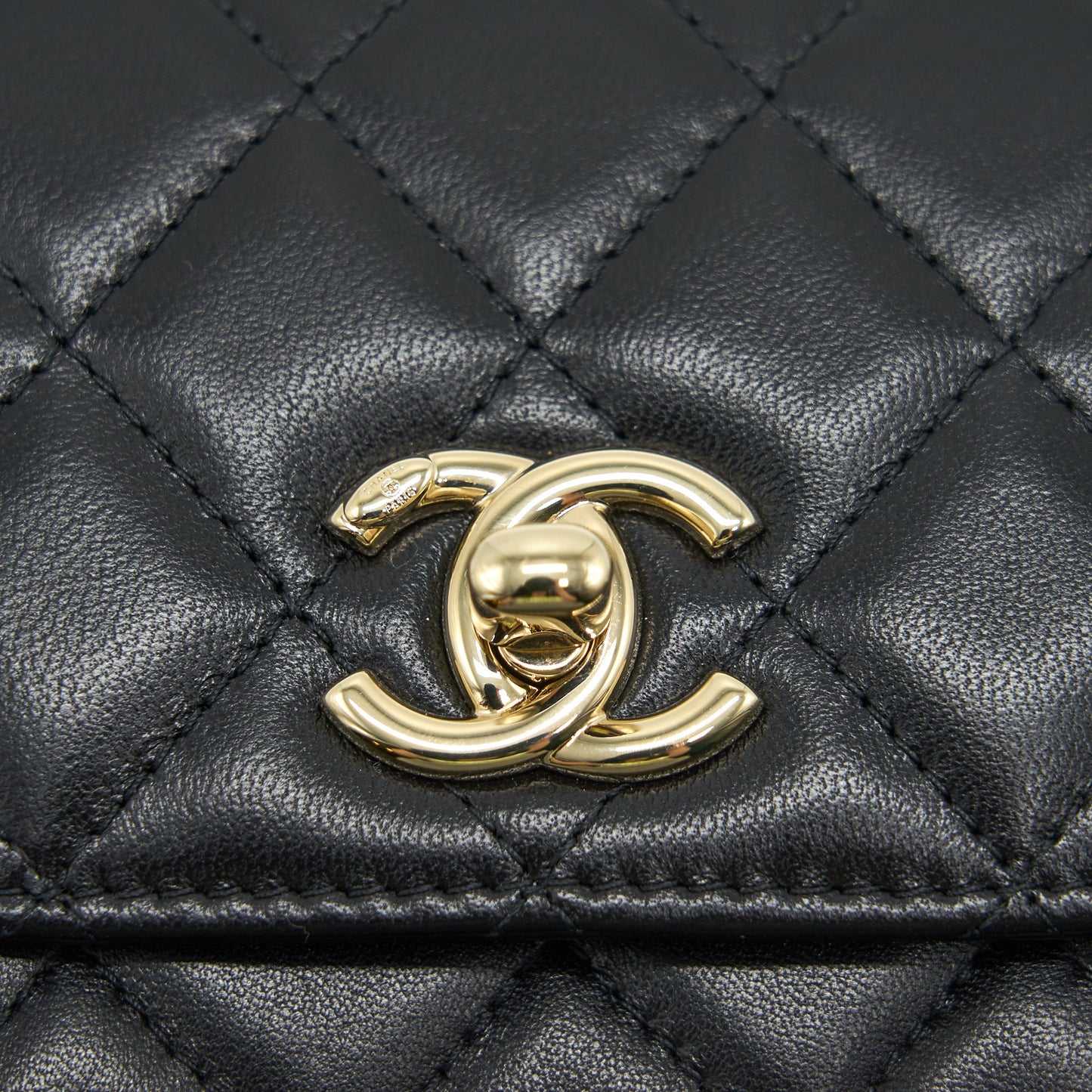 CHANEL LAMBSKIN QUILTED MINI TRENDY CC CHAIN WALLET BLACK