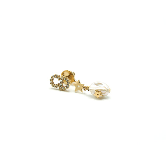 CHRISTIAN DIOR CD EARRINGS STARS WITH PEARL