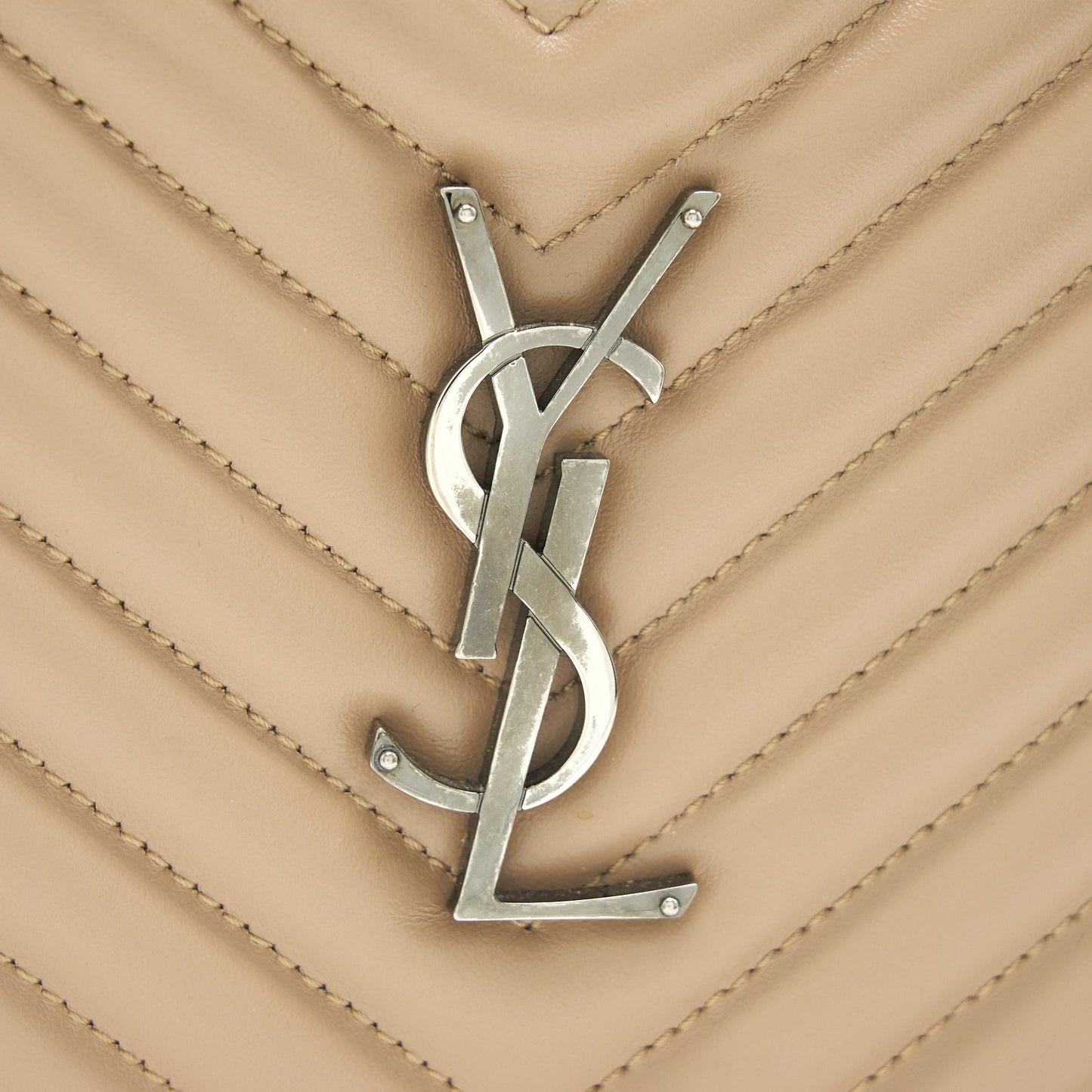 SAINT LAURENT Lou Camera Leather Crossbody Bag Beige
