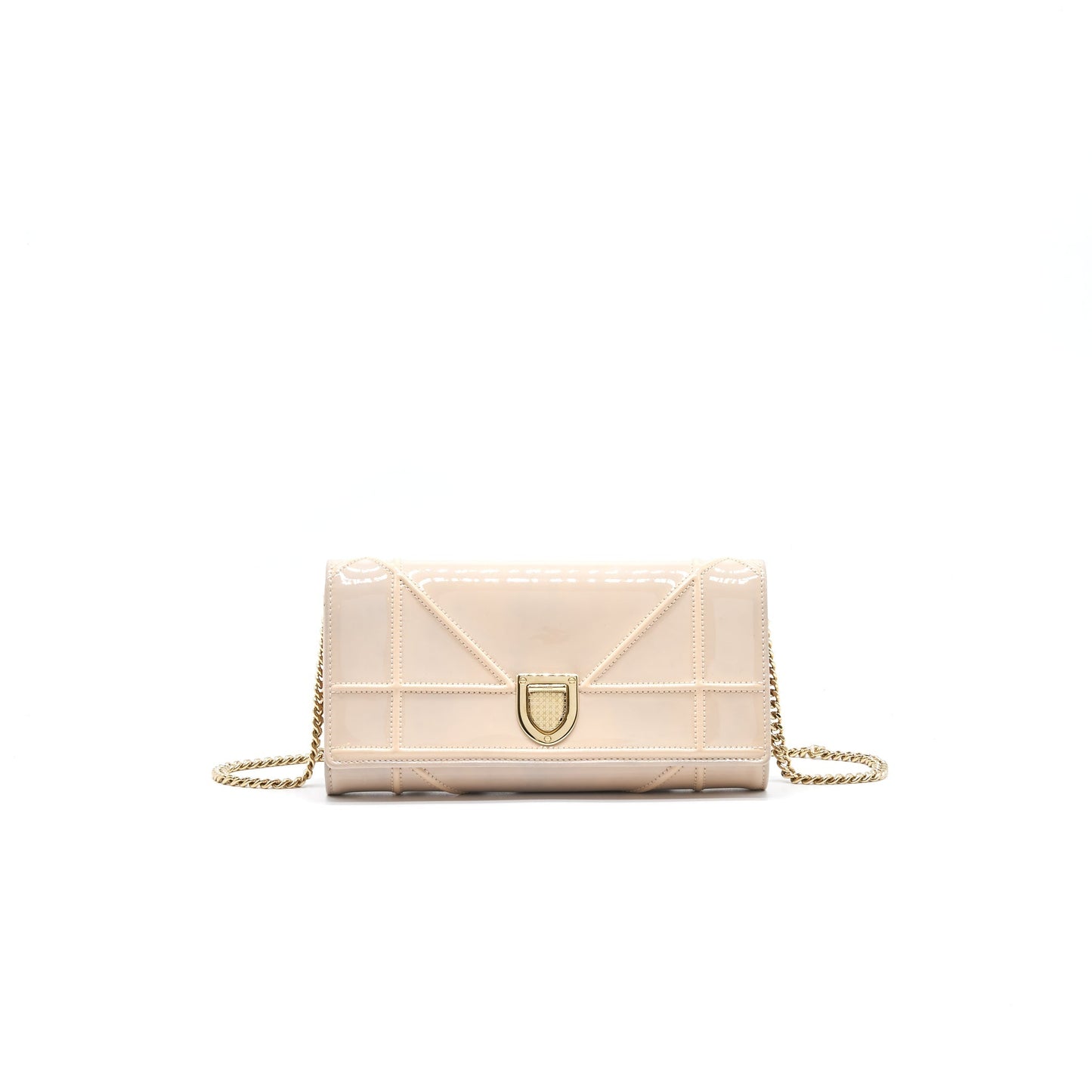 Luxury Dior Luxury Diorama Wallet on Chain patent leather beige LGHW