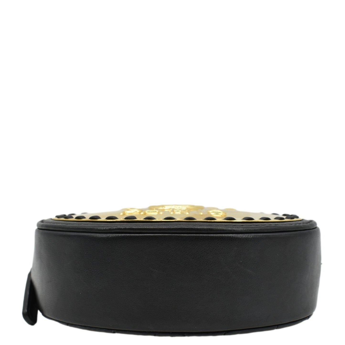 CHANEL Oval CC Leather Vanity Chain Mini Crossbody Clutch Black