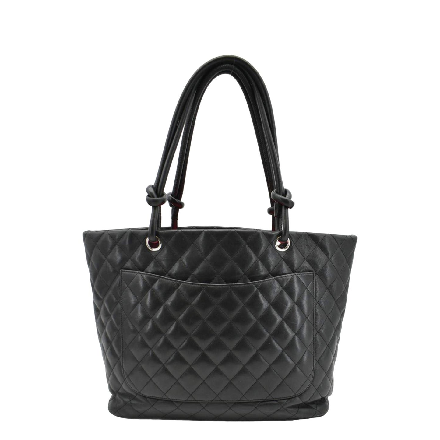 CHANEL Cambon Ligne Quilted Leather Tote Bag Black