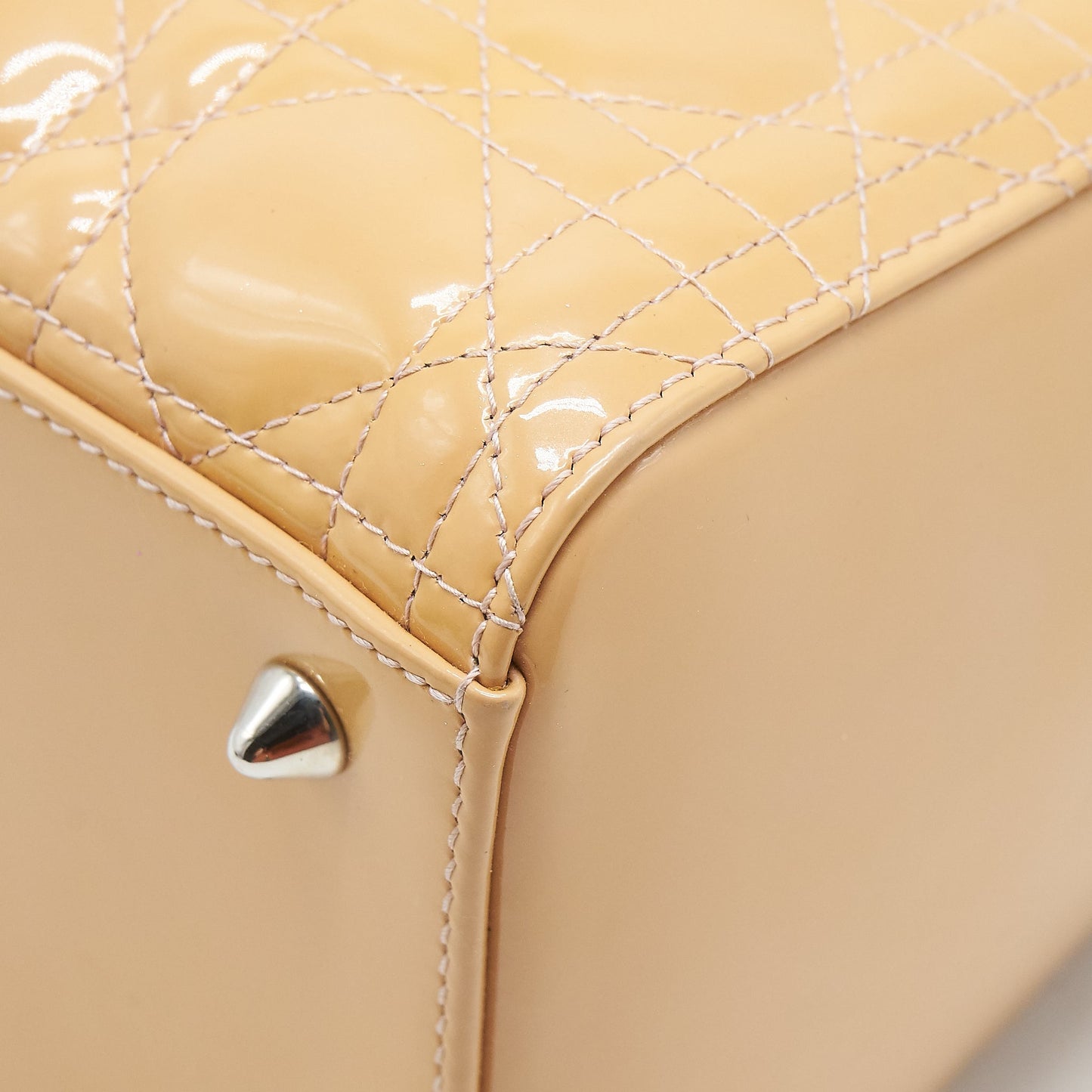 Christian Dior Medium Lady Dior Patent leather beige with SHW